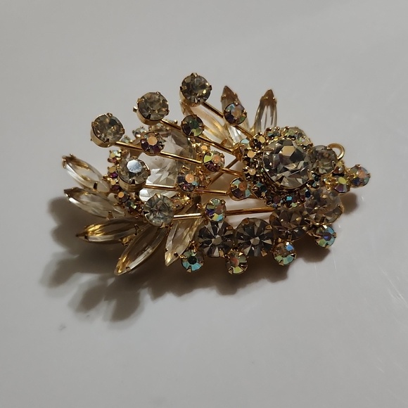 Vintage brooche Julianna clear Navettes & wired Chaton - Picture 4 of 5